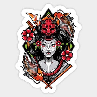 Koi and Geisha Sticker